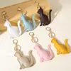 Chaveiro de Gato em Couro PU Estilo Coreano em Estoque, Acessório de Bolsa Minimalista Único, Pequeno Presente para Casais e Amigos