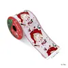 Cinta Navideña Estampada con Borde de Alambre Cinta Tejida de Lino Imitación Estampado Muñeco de Nieve Hombre de Jengibre Festival Árbol de Navidad Decoración de Caja de Regalo