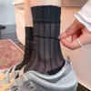 Calcetines estilo miu estilo ballet para mujer calcetines finos transpirables de verano hasta la pantorrilla estilo coreano calcetines largos de verano ultradelgados blancos holgados