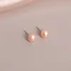 Brincos de Prata de Lei 925 com Pérola Natural para Mulheres Design Simples de Nicho Brincos Elegantes 2025 Novos Brincos da Moda