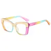 Nuevos Armazones para Gafas de Mujer Bloque de Color Transfronterizos 2026, Gafas Europeas y Americanas Ojo de Gato Anti-Luz Azul Sin Graduación, Se Pueden Personalizar con Lentes Graduadas para Hombres
