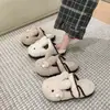 Pantuflas de Algodón para Casa de Suela Gruesa para Mujer, Cálidas, de Punta Cerrada, Pantuflas Esponjosas, Corazón Femenino, Conejito Pequeño de Interior, 2026, Beige, Blanco