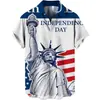 Nueva Camisa de Verano Manga Corta Cárdigan Solapa Hawaiano Verano Hombres Estilo Estampado Bandera de EE. UU. Amazon