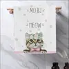 Toalha de Gato de Desenho Animado Nova Transfronteiriça Microfibra Pano de Prato de Cozinha Estampa de Desenho Animado Criativa Toalha de Mão Durável
