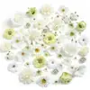 Conjunto de 60 Peças Multicor de Flores Artificiais para Materiais DIY, Acessórios de Flor para Pente de Cabelo Estilo Tradicional, Flores Artificiais para Decoração de Casamento