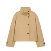 Roupas femininas de comércio exterior estilo europeu e americano transfronteiriço ZA AliExpress moda venda quente botão diagonal gola alta versátil casaco de lã