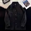 Camisa Plisada de Textura Americana de Manga Larga para Hombres y Mujeres, Primavera/Otoño Holgada con Caída Estilo Callejero Fresca Camisa Chaqueta, Ins Tendencia