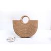 Estilo Nuevo Primavera y Verano Bolso Semi-Circular Tejido de Paja Cuerda de Papel Bolso Simple Tejido a Mano para Mujer Retro Casual Vacaciones en la Costa Bolso de Playa