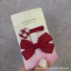 Cabelo infantil coreano doce e fofo de estudante vinho tinto pequeno laço xadrez vermelho e branco pequeno grampo de borda conjunto de grampos de cabelo