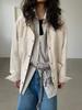 Minsen en línea trece líneas abrigo trench de lino y algodón con solapa y múltiples bolsillos para mujer, abrigo casual versátil para mujer 91314