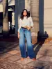 Hme Jeans de Mujer Europeos y Americanos Transfronterizos Sueltos Casuales Rectos de Pierna Ancha Pantalones Largos de Mujer Comercio Exterior de Guangzhou Xintang