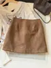 Falda Bodycon Adornada con Pedrería Retro para Mujer, Otoño 2026 Nuevo Gamuza Versátil Adelgazante Anti-Exposición Falda Mini de Línea A