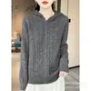 Estilo Novo Outono e Inverno 100% Lã Meia-Zip Tricô de Lã Feminino Retrô Solto Versátil Tricô Torcido