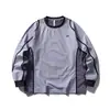 Camiseta Manga Longa Casual Esportiva Cor Blocada Respirável Proteção Solar Fina Solta Outono Inverno Black Fleet