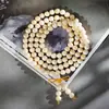 Pulsera de Bambú Dorado con 108 Cuentas, Cuentas de Oración Budista, Joyería de Estilo Chino de Múltiples Círculos para Hombres y Mujeres, Cadena de Cuentas de Bambú
