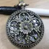 Reloj de Bolsillo Vintage de Bronce con Flor Doble de Ocho Pétalos para Hombres y Mujeres Reloj de Bolsillo de Cuarzo Reloj Grande Colgante Reloj de Regalo Reloj de Bolsillo Simple Creativo