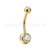 Anillo para ombligo F136 de titanio con diente interior, doble cabeza, circonita Hemming, joyería para piercing corporal transfronteriza de aleación de titanio G23, clavo para ombligo