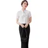 Camisa mujer sentido del diseño 2023 primavera y verano nueva moda top de gasa camisa profesional blanca manga corta