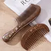 Peine de Sándalo Oro Negro, Peine de Luna, Peine de Madera Tallada Pintado en Oro, Peine de Masaje para el Hogar, Peine de Madera para Caja de Regalo del Día de la Madre