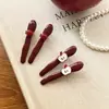 Grampo de Cabelo com Franja Lateral Vermelha Simples Feminino Presilha Bico de Pato Acessório de Cabeça Clip para Testa Elegante de Alta Qualidade Clip de Uma Palavra