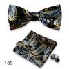Conjunto de tres piezas de corbata y pañuelo de bolsillo para hombre, de poliéster, con estampado para banquetes, bodas, camisas, lazos y cuello con flores
