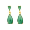 Pendientes de Plata de Ley S925 con Forma de Gota de Esmeralda Africana para Mujer, Tendencia Nacional, Diseño Elegante, Regalo de Año Nuevo