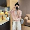 Top de punto con capucha de manga corta, estilo japonés, falso dos piezas, para mujer, camiseta sudadera de seda de hielo azul de verano, top de estilo perezoso