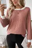 En Stock 2026 Transfronterizo Amazon Nuevo Otoño e Invierno Cuello Redondo Manga Larga Color Sólido Canalé Versátil Suéter de Punto