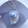 Accesorios de Perlas DIY Plata de Ley S925 Narciso Perla de Agua Dulce Real Colgante Collar Joyería de Moda para Mujer
