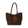 Bolsa de Mão Estampa de Leopardo Feminina 2026 Nova Outono Melade Retro Camurça Bolsa de Ombro Único Grande Capacidade Bolsa Tote para o Dia a Dia