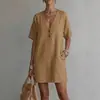Vestido de Bolso Independente Transfronteiriço Amazon Casual Botão 2026 Nova Moda Feminina Europeia e Americana Verão Confortável Roupa Feminina