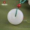 Jade de Seda Dorada de Xinjiang Jade Blanco Imitación Jade Hetian Colgante de Paz de Donut de Calabaza de Buda Colgante de Jade