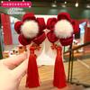 Acessórios de Cabelo de Ano Novo Tiara de Laço para Meninas Peruca Estilo Chinês para Bebê Trança Cabelo Infantil Gancho de Cabelo Vermelho Festival do Meio Outono Dinastia Han