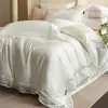 Ropa de cama de encaje estilo francés romántico al por mayor, ultrasuave, adecuada para dormir desnudo, juego de cuatro piezas de algodón Tencel de alta gama, textiles para el hogar 2