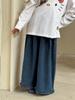 Novas Calças Jeans Casuais de Outono para Meninas com Design de Renda na Barra, Estilo Coreano Largas de Perna Larga Bordadas Longas