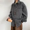 Camisa a cuadros para hombre, de manga larga, estilo vintage americano, retro, informal, holgada, combinable con todo, con solapa, chaqueta