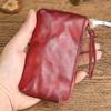 Cartera para Monedas de Piel de Vaca Bolso para Labiales de Mujer Piel de Vaca de Primera Capa Cuero Curtido Vegetal Frotado a Mano Desgastado Cartera Plegada para Monedas Venta al por Mayor