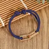 Pulseira Ajustável de Hip-Hop Europeu e Americano para Homens, Pulseira de Casal Tecida à Mão com Duplo Anel, Joias para Atacado
