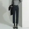 Jeans rectos de nueve puntos para mujer otoño 2024 nuevos de cintura alta pantalón de tubo pequeño estilo francés ocho puntos