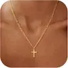 Colar Amazon banhado a ouro pingente de cruz colar empilhado de camada dupla personalidade de nicho lateral Cruz de Diamante pescoço