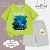 Trek Profundo 2 Conjunto de Dos Piezas de Pantalón Corto de Manga Corta para Niños Traje Deportivo Casual de Algodón con Estampado de Caricaturas para Verano Niños