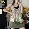 Estilo coreano bordado Camisole Mulheres verão Hollow-out Sweet Cool Spice Girl Loose Short Outer Wear Inner Base Top