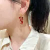 Pendientes de Gota de Agua de Cristal Bañados en Oro Real de 18 Quilates Estilo Lujo Ligero Pendientes Retro Exquisitos de Nicho Pendientes Elegantes de Alta Gama para Mujer
