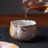 Taza maestra de flor de loto rosa pintada a mano por Ino Kiyomatsu, taza de té de cerámica de alta estética, juego de té casero de alta gama