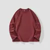 Camiseta de manga larga para hombre de peso pesado 260g, nuevo modelo 2026, sudadera 100% algodón cuello redondo, camiseta básica de color liso estilo japonés para primavera y otoño