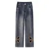 Pantalones Rectos Bordados Huecos Vintage para Mujer, Nuevo Estilo Verano 2026, Pantalones Cigarrillo Acortados de Cintura Alta Ajustados con Pedrería para Figuras Pequeñas