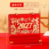 Calendario de Escritorio de Madera Festivo Rojo Año Nuevo de la Oveja 2027 Calendario de Escritorio de Oficina Adorno Calendario de Escritorio en Caja de Regalo