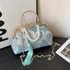 Nuevo Bolso Cheongsam de Estilo Chino, Bolso de Noche Femenino y Elegante 2025, Bolso Satchel Dorado, Bolso de Hombro con Cadena de Perlas para Mujer