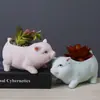 Decoración moderna para el hogar nórdico maceta de cerámica para animales pequeños adorno de artesanía artística de exhibición de escritorio simple creativa para interiores