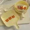Conjunto de Louça para Casal Tigela de Arroz Cerâmica, Estilo Ins para Duas Pessoas, Urso Fofo de Desenho Animado, Alto Valor Estético, Tigela de Arroz com Alça